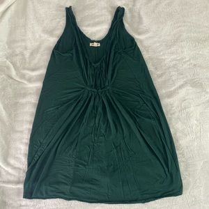 Dark green sleeveless wrinkly dress